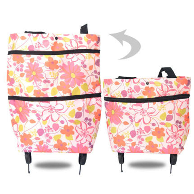 Home Portable Tote Foldable Shopping Bag With Wheels