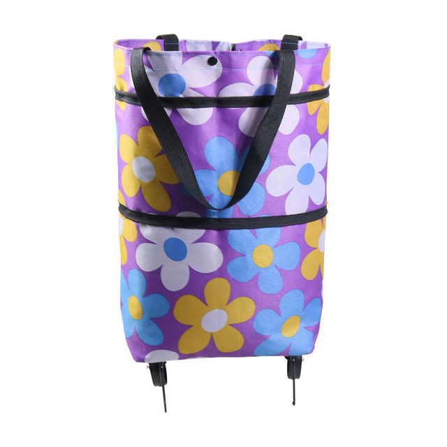 Home Portable Tote Foldable Shopping Bag With Wheels